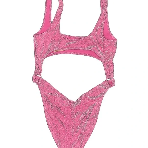 SKIMS swim NWT small monokini cutout bathing suit pink sparkle - Picture 3 of 6